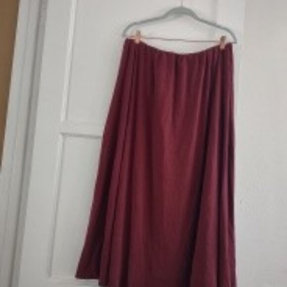 OGL Lag and Look   Minimalist Cotton Blend Wine Burgundy Maxi skirt - Sz Large - Picture 3 of 5
